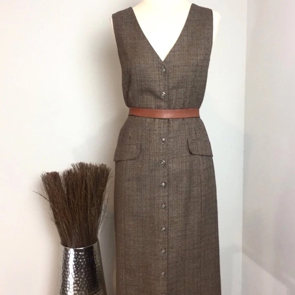Worthington Dresses & Skirts - VTG Worthington Brown Sleeveless Button Dress Larg
